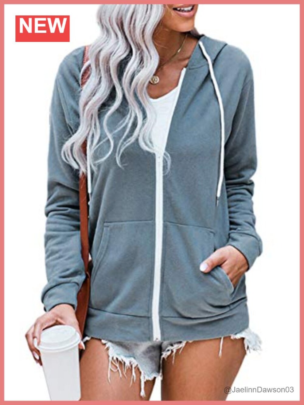 Womens Full Zip Hoodie Sweatshirt Loose Fit Long Sleeve with Pockets
